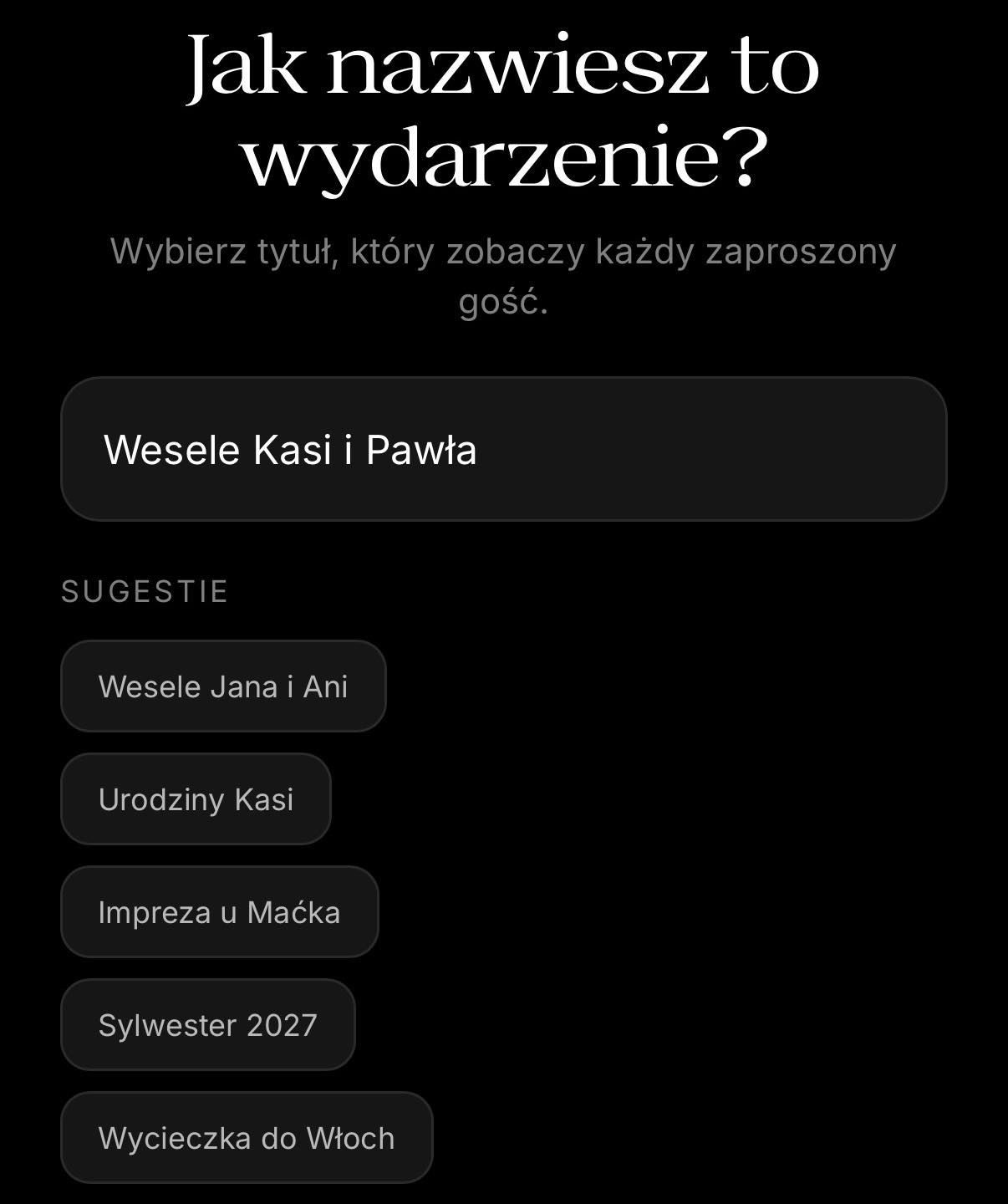 Tworzenie wydarzenia w aplikacji Chwile